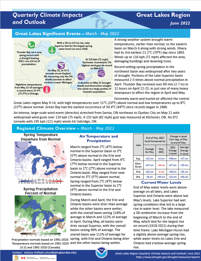 Cover of the spring 2022 Quarterly Climate Impacts and Outlook