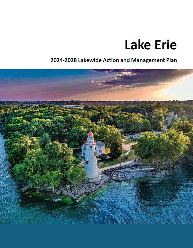 The front cover of the 2024-2028 Lake Erie Lakewide Action and Management Plan